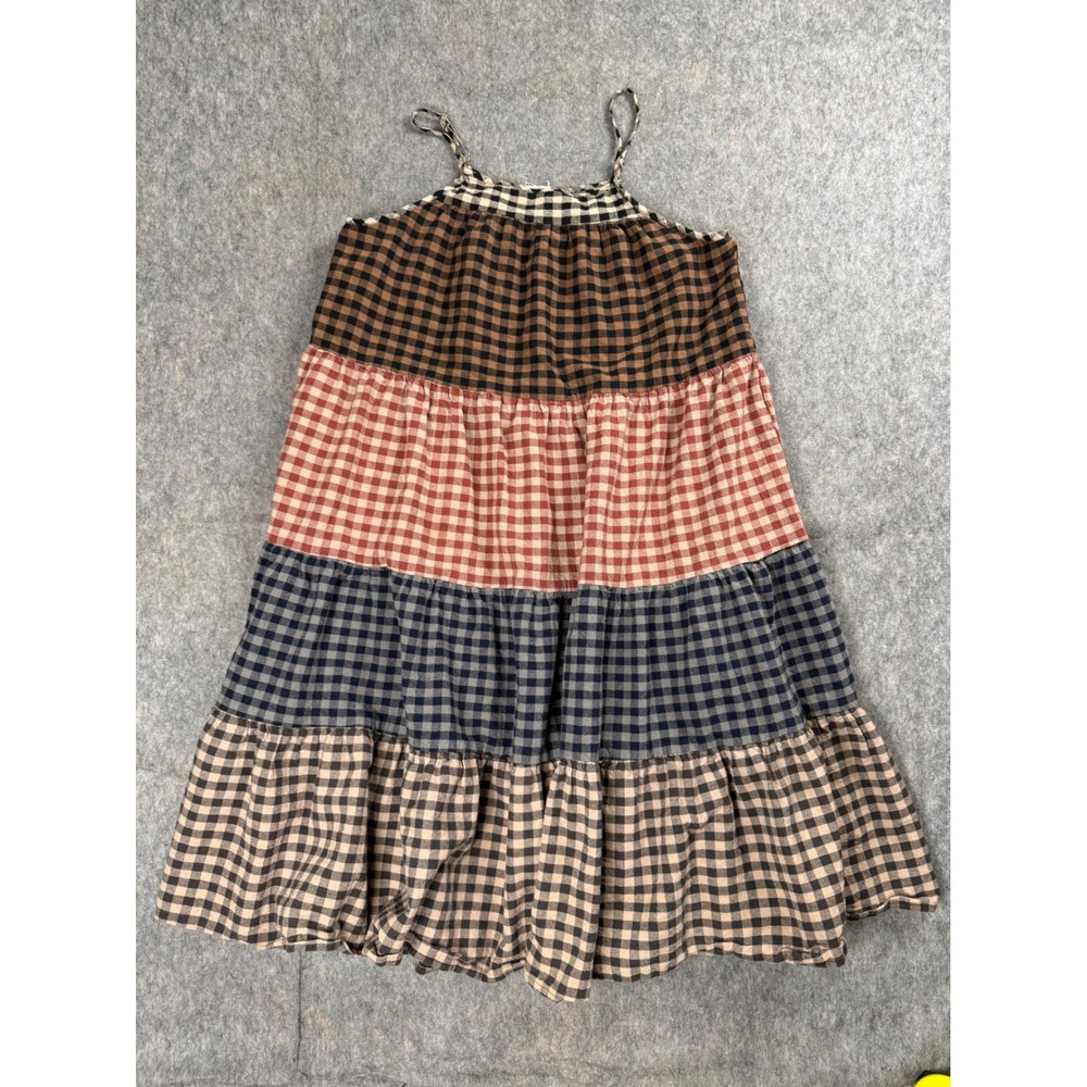 Storia Gingham Tiered Midi Dress Women S Multicolor Cotton Boho Western Festival